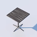 Modern Square Dining Table With Wooden Slat Top And Metal Cross Base Design
