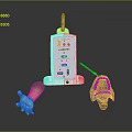Dental Medical Device With Blue Gloves Open Mouth Model And Tool