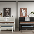 Modern Piano Sculpture Ornaments Wall Decorations Hanging Painting Wall Panel Low Stool 3d model