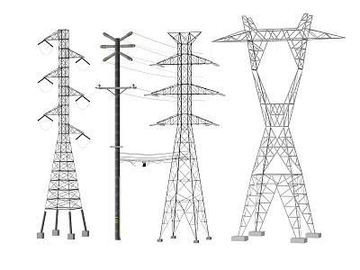 Various Types of Power Towers and Electric Poles With Steel Structures 3d model