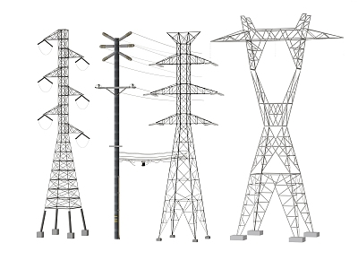 Electric pole High voltage tower High voltage line Transmission tower Signal tower Power facilities Equipment cable 3d model