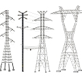 Electric pole High voltage tower High voltage line Transmission tower Signal tower Power facilities Equipment cable 3d model