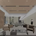 Elegant Modern Office Lobby Reception With Marble Floor And Large Floor To Ceiling Windows