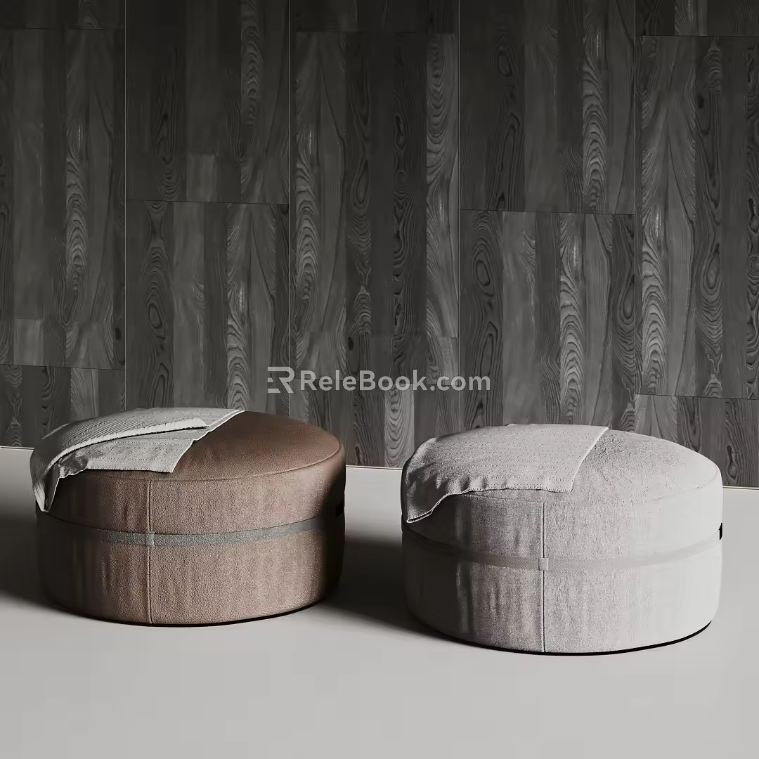 Terzani Sofa Stool Fabric Stool Leather Stool Round Stool 3d model