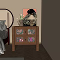 Quiet Bedside Cabinet Simple Side Corner Ornaments Combination Hanging Painting 3d model