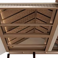 Wooden Grid Ceiling Design With Layered Lines And Modern Structure 3d model