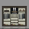 Elegant Display Cabinet Shelving for Men's Formal Wear with Suits Shirts Ties Shoes and Hats
