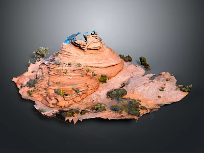 Wood And Stone Landscape Model Featuring Natural Texture And Detailed Plant Elements 3d model