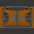 Detailed Modern Industrial Mechanical Assembly with Orange Gray Panels and Components 3d model