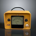 Vintage Yellow Computer Voltage Tester Device with Analog Dial Black Handle and Knobs 3d model