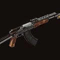 Vintage AK Style Rifle With Wooden Stock Metal Barrel And Bayonet Attachment