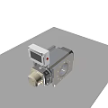 Industrial Equipment Featuring Control Panel Red Button Metal Structure Circular Component And Square Frame