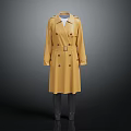 Stylish Yellow Double Breasted Belted Long Trench Coat Fashion Design