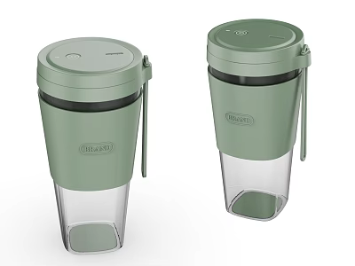 Bravolu Green Portable Travel Mugs With Lid Handle And Transparent Design 3d model