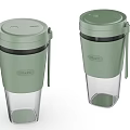 Bravolu Green Portable Travel Mugs With Lid Handle And Transparent Design