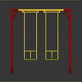 Outdoor Swing Equipment With Red Frame Yellow Beam And Green Seats