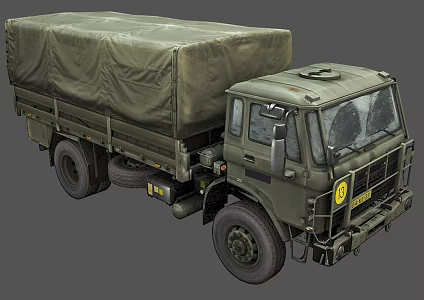 Military truck simple model large truck vehicle car troop carrier truck green pickup truck caravan transport vehicle 3d model