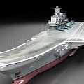 Modern Aircraft Carrier Warship With Flight Deck Fighter Jets Gray Hull And Red Bottom