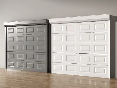 Gray And White Garage Doors With Panel Design For Modern Home Exteriors 3d model