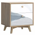 Entryway Cabinet Sideboard Two Drawers Round Metal Knobs Wooden Frame Blue White Gradient Wave Design 3d model