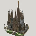 Iconic Sagrada Família Architecture By Gaudí With Spires And Golden Cross