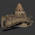 Ancient Architectural Model With Dome Structure Stone Steps And Balcony Railing