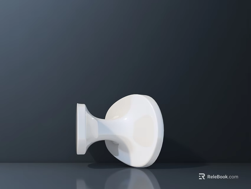 White Modern Single Chair With Smooth Surface On Dark Floor And Reflection 3d model 