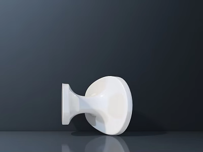 White Modern Single Chair With Smooth Surface On Dark Floor And Reflection 3d model
