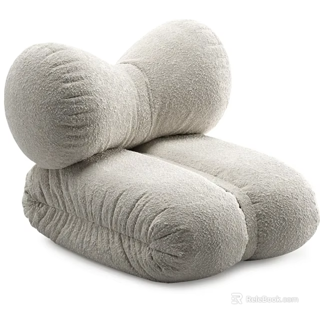 Single Sofa Light Gray Soft Fabric Round Shape Pleated Design Comfortable Modern 3d model 