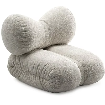 Single Sofa Light Gray Soft Fabric Round Shape Pleated Design Comfortable Modern 3d model