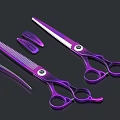 Purple Hair Scissors And Comb Set With Clips For Professional Hairdressing Tools