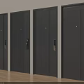Four Modern Gray Hinged Doors With Sleek Design And Black Handles