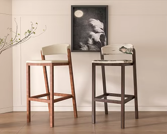 Vintage bar stool combination 3d model
