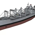 Large Cargo Ship Sailing On Open Ocean Under Cloudy Sky 3d model