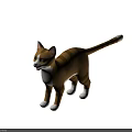 Brown And White Striped Cat With Green Eyes In Standing 3D Model Pose