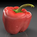 Fresh Red Bell Pepper Vegetable with Vibrant Color and Green Stem on Gray Surface