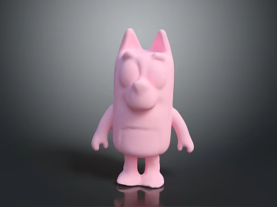 Pink Cartoon Character Sculpture With Ears Limbs And Smooth Surface Design 3d model