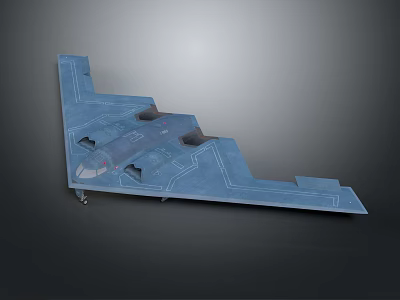 Blue Unmanned Spacecraft Model With Wide Wing Structure And Aerospace Design 3d model