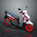 Modern White Black and Red Scooter with Red Wheels and Decorative Stripes