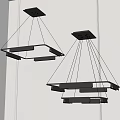 Modern Geometric Chandeliers With Metal Frame Multi Layered Design Hanging From Ceiling 3d model