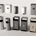 Various Trash Cans With Modern Designs Different Colors And Sleek Finishes 3d model