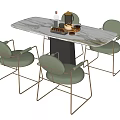 Light Luxury Dining Table and Chair Combination 3d model