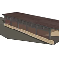 Modern Bus Shelter Structure With Glass Panels And Brick Base Roof Awning