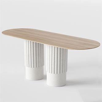 Modern Dining Table Solid Wood Dining Table Long Dining Table 3d model