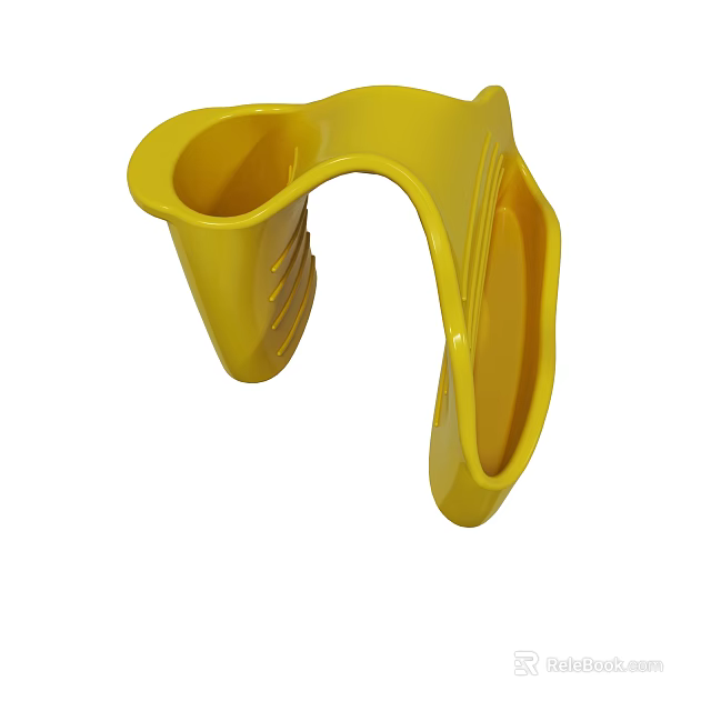 Yellow Plastic U Shaped Durable Holder Practical Home Accessory With Grooves 3d model 