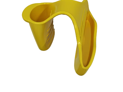 Yellow Plastic U Shaped Durable Holder Practical Home Accessory With Grooves 3d model