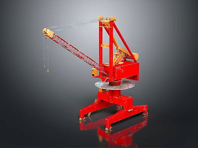 Red Industrial Crane Equipment With Extendable Boom And Stable Base For Heavy Lifting 3d model