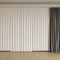 Elegant Modern White And Gray Curtains With Pleated Design For Indoor Wooden Floor Space