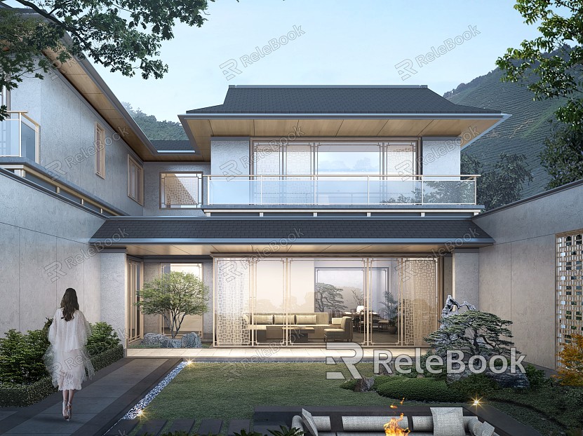 New Chinese style single-family villa rest on the top of the mountain Song style single-family villa courtyard model