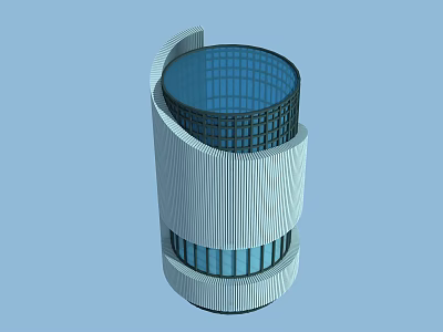 Modern Spiral Entrance Gate With Glass Curtain Wall And Sleek White Structure 3d model